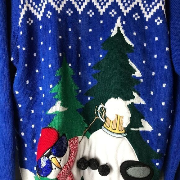 Jolly Sweaters Ugly Christmas Sweater Snowman Wearing Scarf Size XL Unisex - Picture 3 of 9